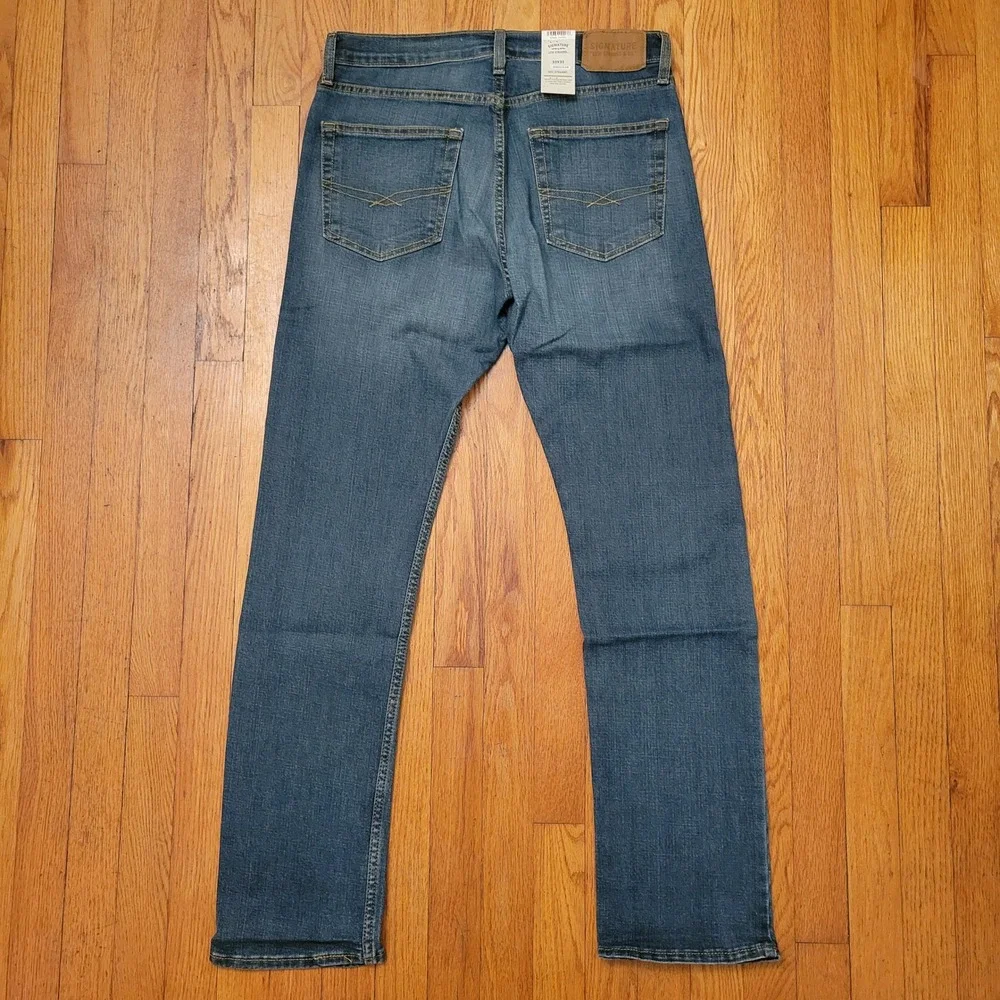 Signature Levi Strauss S51 Straight‎ Fit Flex Jeans 32x32 Blue Denim IRREGULAR